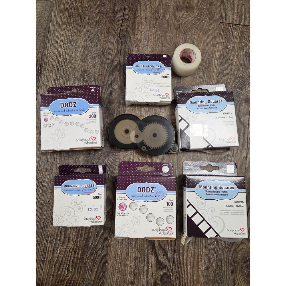 Scrapbook Adhesives DODZ Sticky Scrapbook Crafting Squares Dots Clear Set Lot